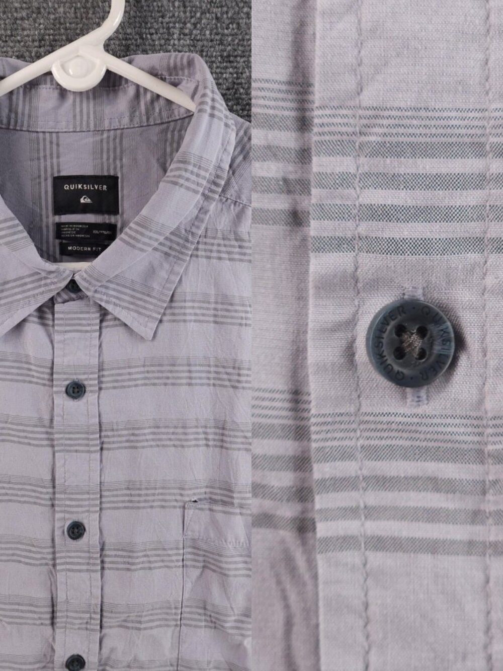 Quiksilver Striped Modern Modal Polyester Short Sleeve 2XL Purple Shirt Adult